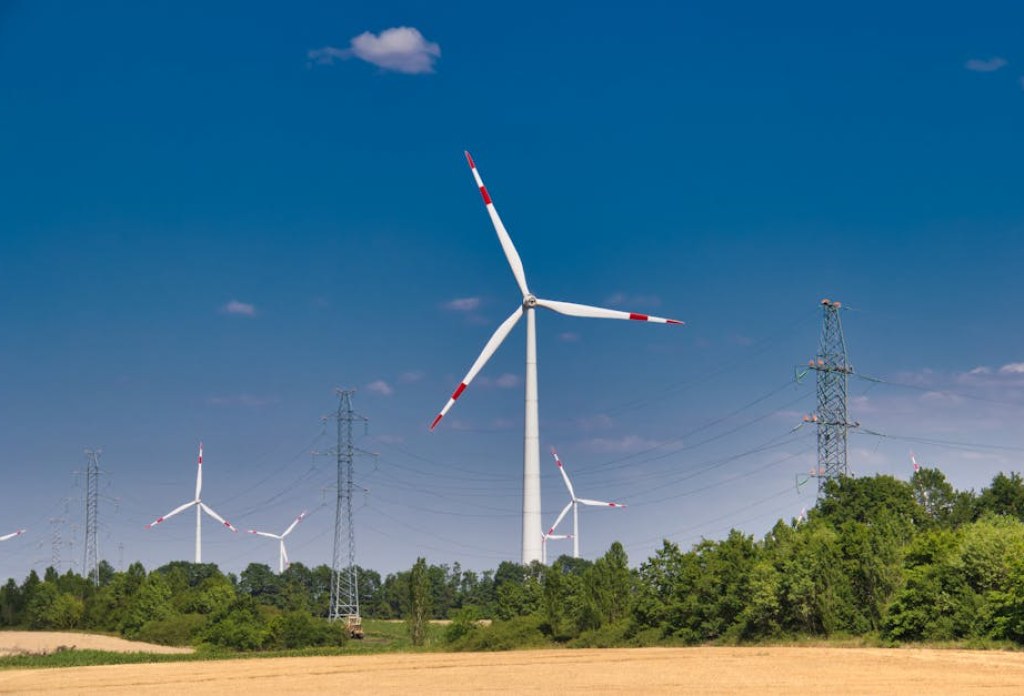 power lines wind turbines