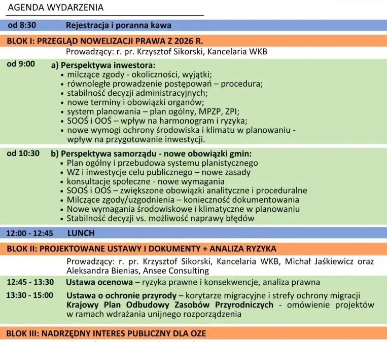 Akademia PSEW: seminarium o zmianach prawnych 2026 dla energetyki wiatrowej